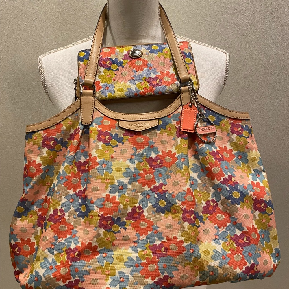 Coach Floral Handbag & Wallet